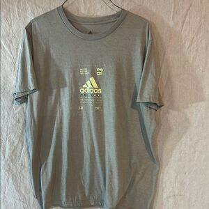 Adidas Men's Tee in Gray with Yellow Logo Large